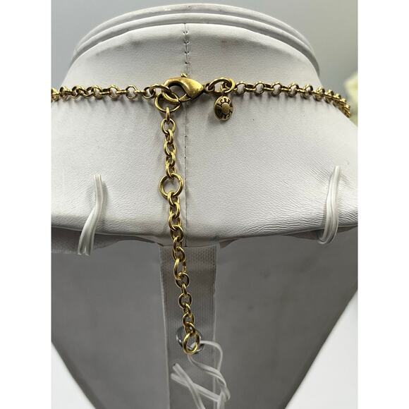 J. Crew Dark Gray Crystal Triangle Deco Style Gold Tone Collar Necklace - Picture 6 of 10